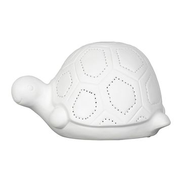 Lampe led tortue en porcelaine blanc h14cm - Tortue