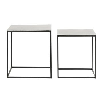 Lot de 2 tables gigogne rectangle en aluminium et fer argenté - Felia