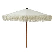 Parasol avec frange en coton blanc d200xh214cm