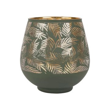 Photophore palmier en verre vert 9cm - Tropic Étoile