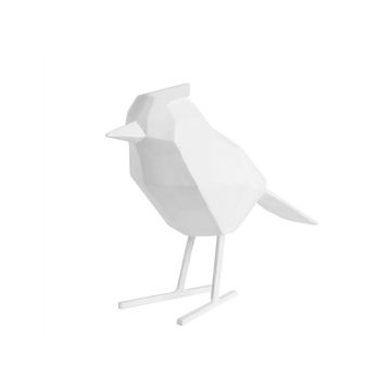 Statue oiseau large polyrésin mat blanc
