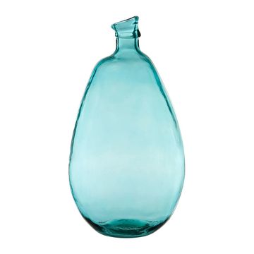 Vase colibri turquoise d26xh47cm verre recyclé