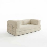 Canapé modulable 3 places en velours côtelé crème - Trendy