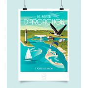 Affiche Bassin d'Arcachon 42x59.4cm