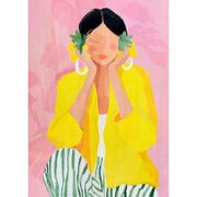 Affiche Femme bohème rose et jaune 30x40cm