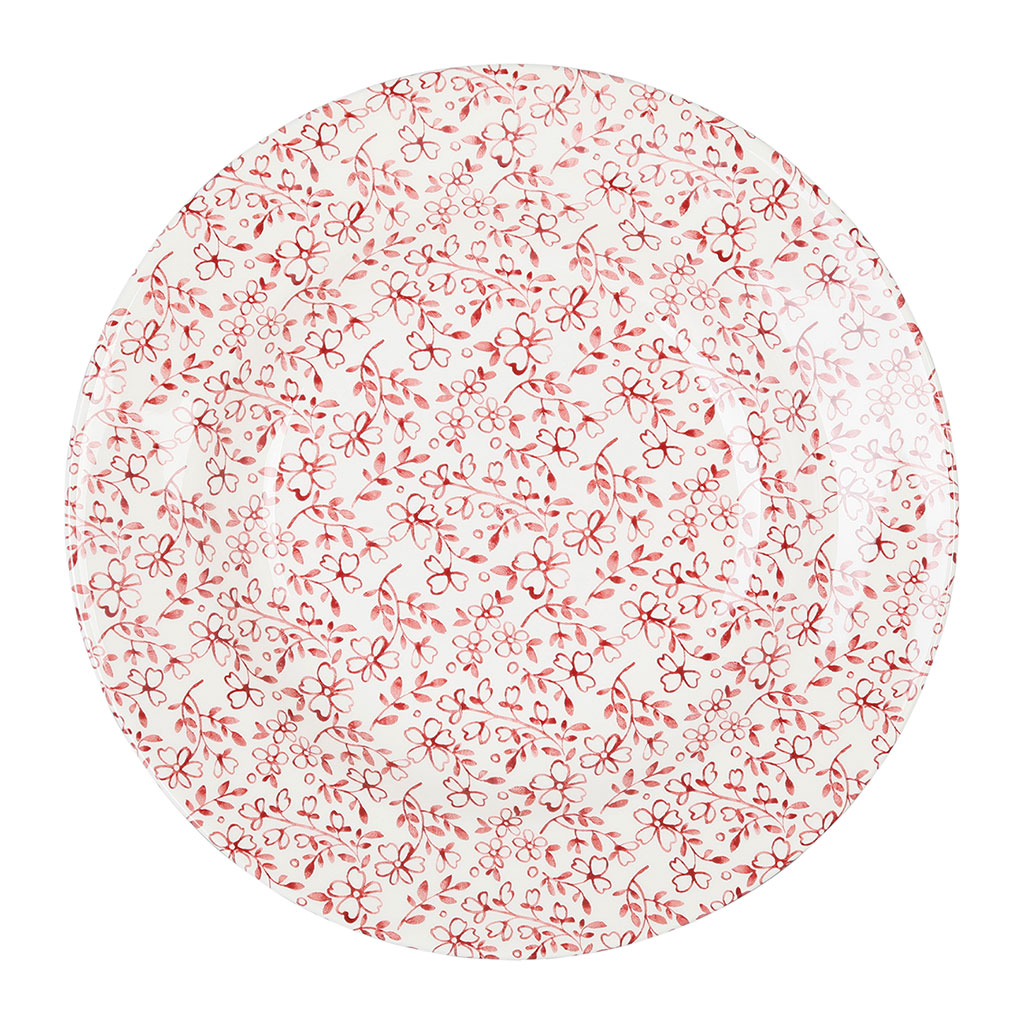 Assiette creuse en faïence bordeaux d23cm - p'tites fleurs