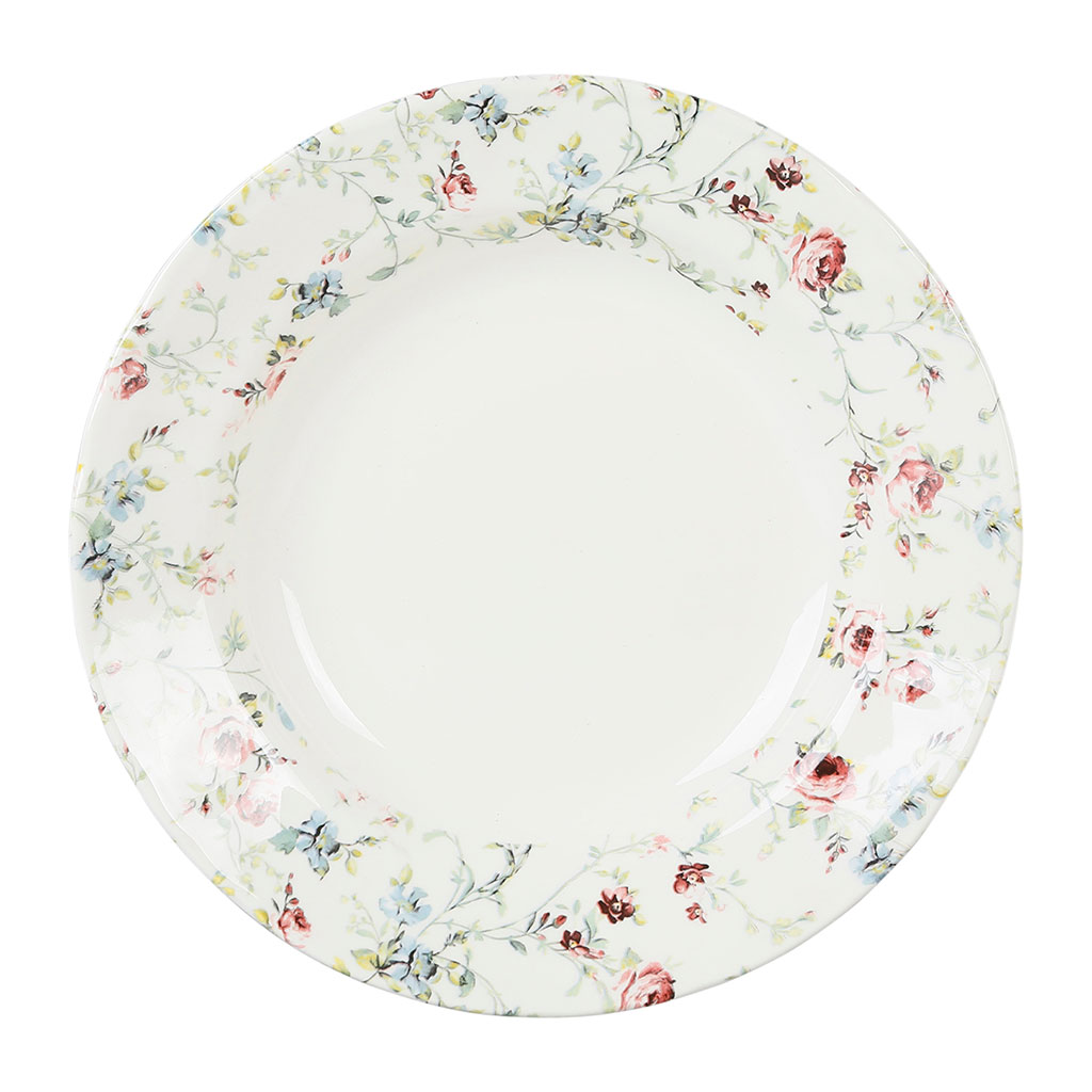 Assiette creuse en faïence multicolore d23cm - fleurs champs 