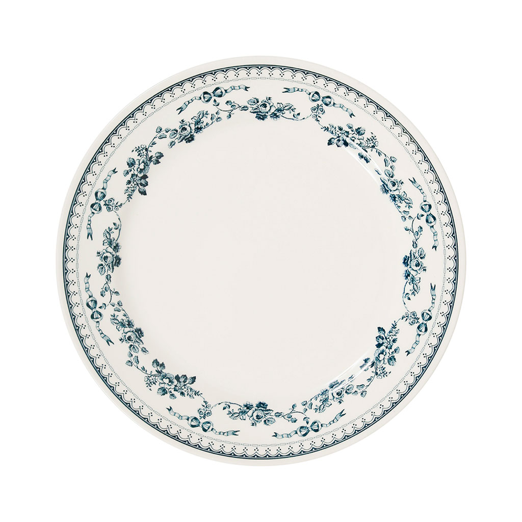 Assiette plate en faience bleu ancien d26cm - faustine 