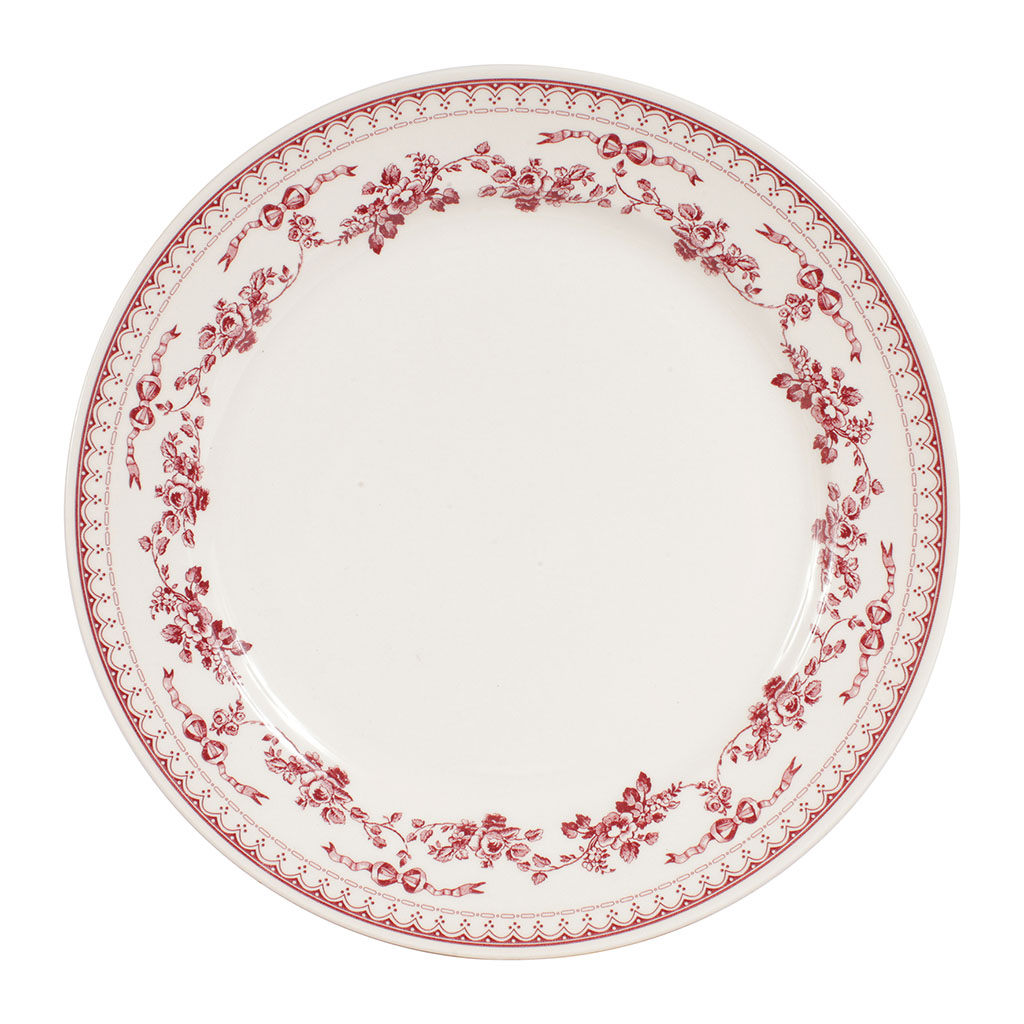Assiette plate en faïence bordeaux d26cm - faustine