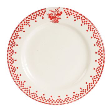 Assiette plate en faïence rouge d27cm - damier