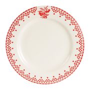 Assiette plate en faïence rouge d27cm - damier