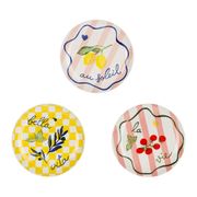 Assiettes à dessert x3 en grès multicolore d21cm - Solencia