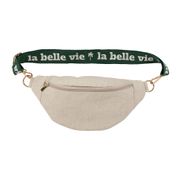 Banane en lin et coton écru et émeraude avec bandoulière amovible - Bananez