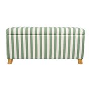 Banc coffre en coton rayé vert et bois d'hévéa - Belly