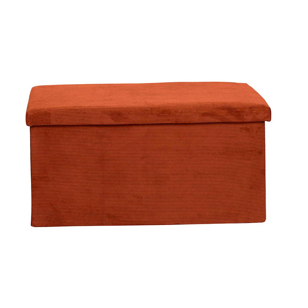 Banc coffre pliable en tissu côtelé terracotta - Pauline