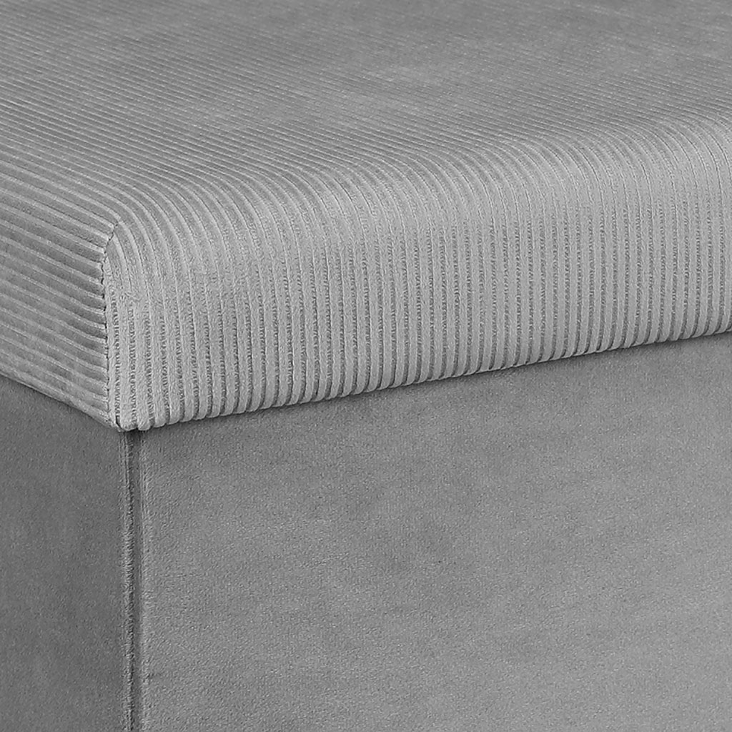Banc Pliable Avec Tiroirs En Velours Motif Zigzag Gris - Dimensions 38x38x38 Cm, Capacité D'assise 110 Kg, Rangement Pratique
