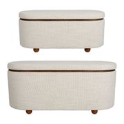 Bancs coffres x2 en pin et tissu blanc cassé - Alpinia