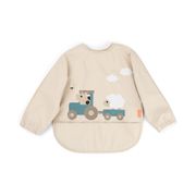 Bavoir à manches avec poche en tissu imperméable sable - Tiny farm