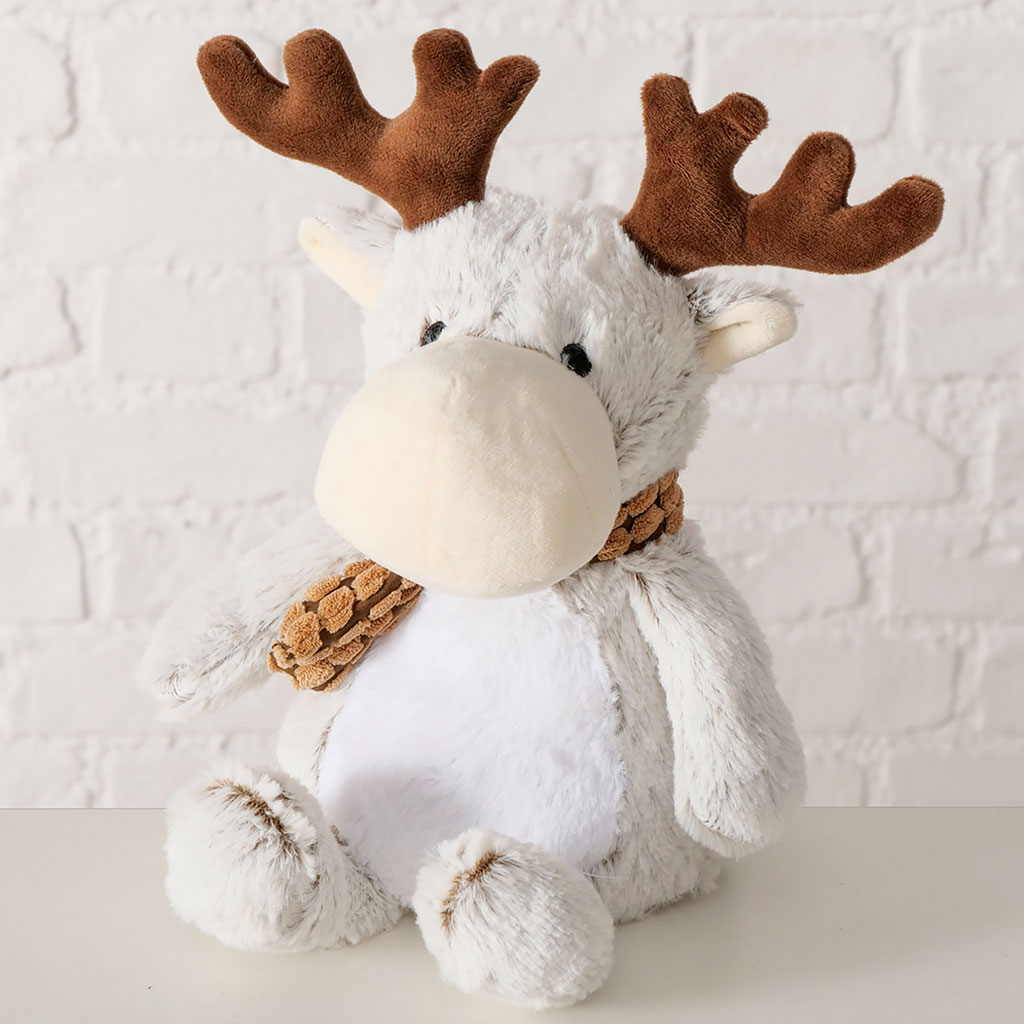 Bloc porte cerf en tissu gris et marron h26cm