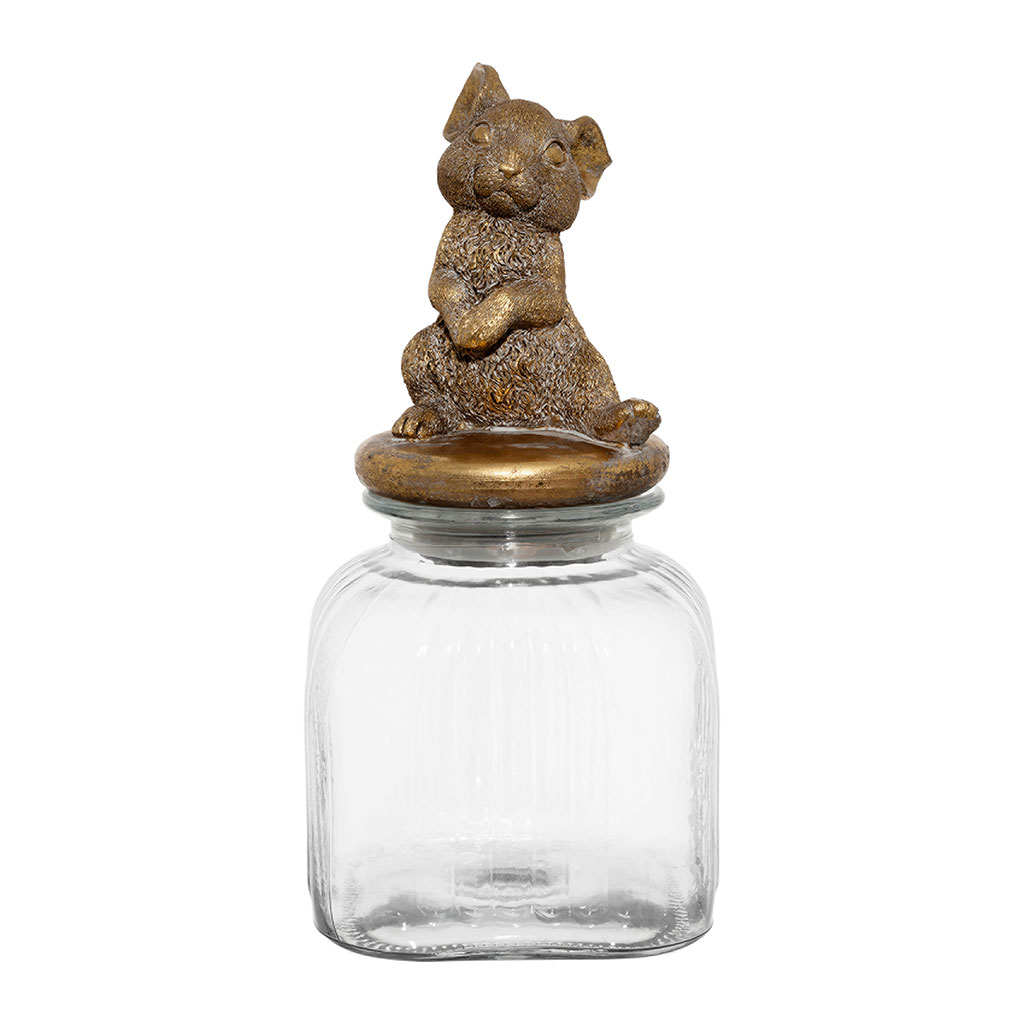 Bocal en verre avec couvercle lapin mordoré - Floreal