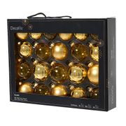 Boite de 21 boules en verre doré d7cm