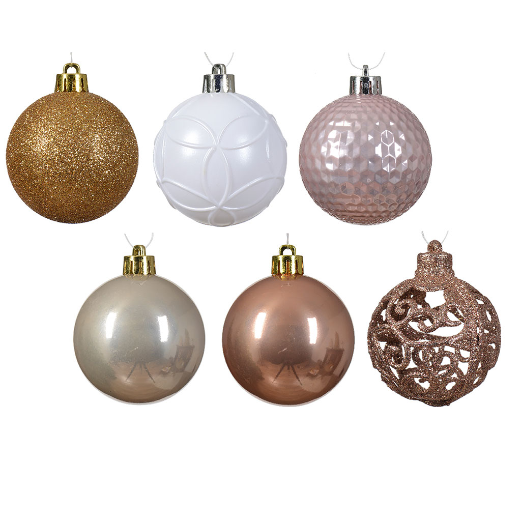 Boîte de 37 boules de Noël doré d6cm