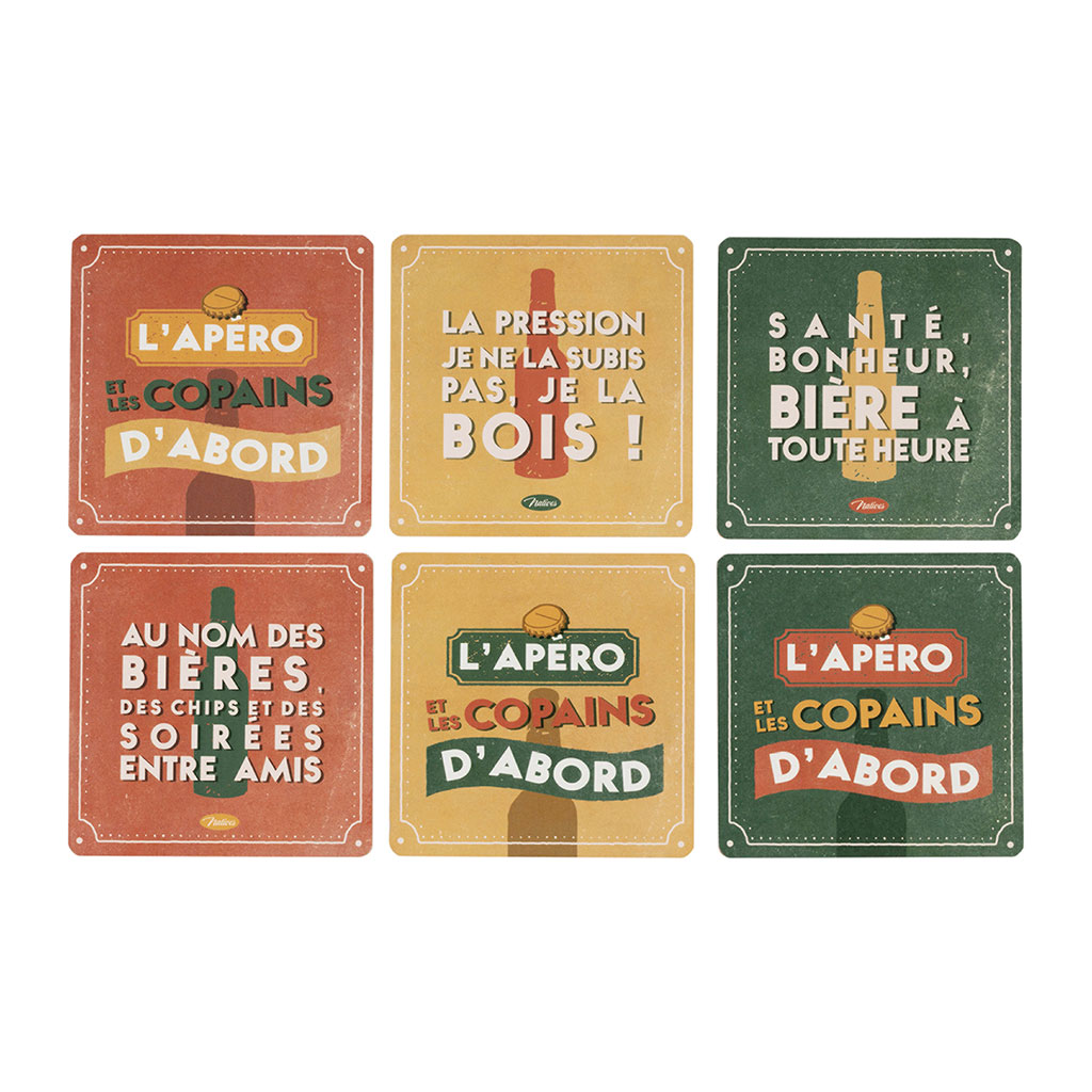 Boite de 6 dessous de verre en liège - Copains D'Abord