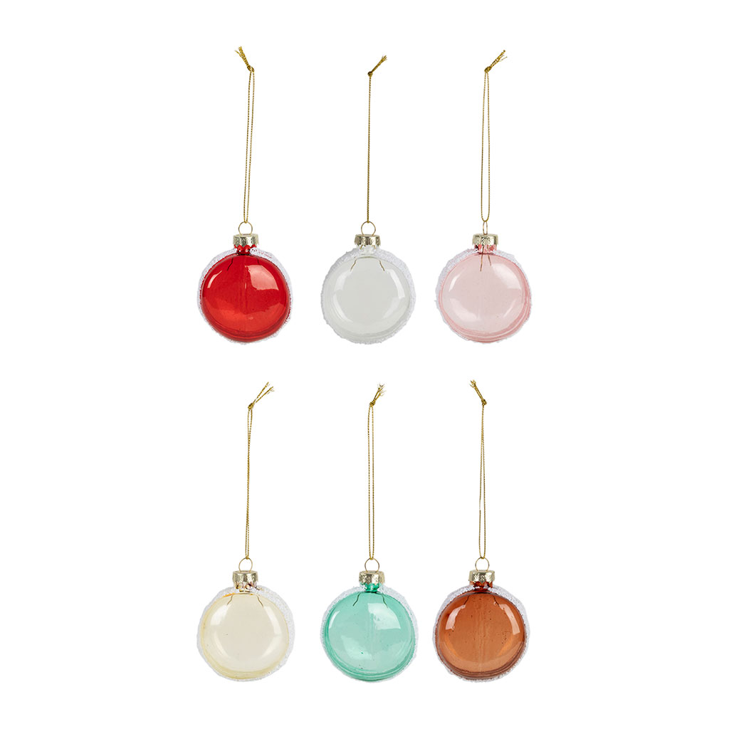 Boîte de 6 pendeloques boules en verre multicolore d7.5cm - Festif