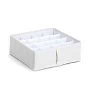 Boîte de rangement 16 compartiments en tissu blanc 30x11cm