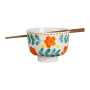 Bol en grès multicolore avec baguettes d14cm - Bellagio