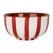 Bol en grès rayé bordeaux, blanc et intérieur terracotta 35cl - Alaria