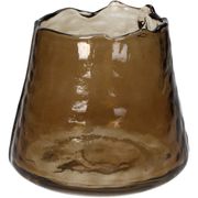 Bougeoir en verre marron d13xh11.5cm