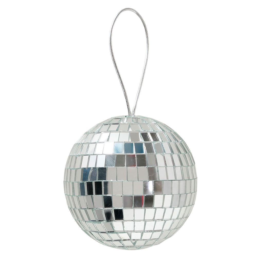 Boule de Noël disco en métal argent d10cm