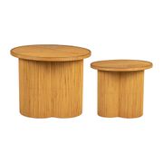 Bout de canapé ronds x2 nude en bambou et bois contreplaqué - Saori