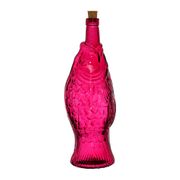 Bouteille poisson en verre recyclé fuchsia 1.1L