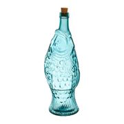Bouteille poisson turquoise 1.1l en verre recyclé