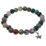 Bracelet agate multicolore perles rondes 8mm et étoile