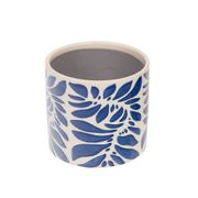 Cache-pot en céramique bleu et blanc H12cm - Rhodes