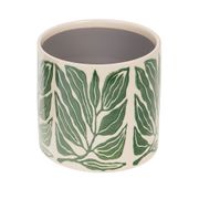 Cache-pot en céramique vert et blanc H14cm - Amazonie