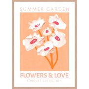 Cadre avec affiche "Flowers and love" chêne clair 50x70cm - Lario