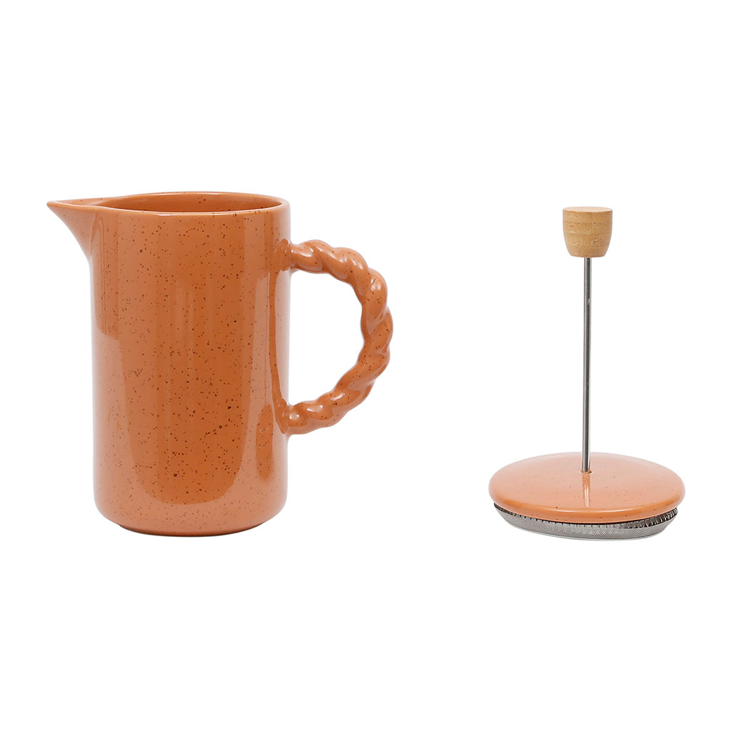 Cafetière à piston en grès et inox terracotta 1l Organic