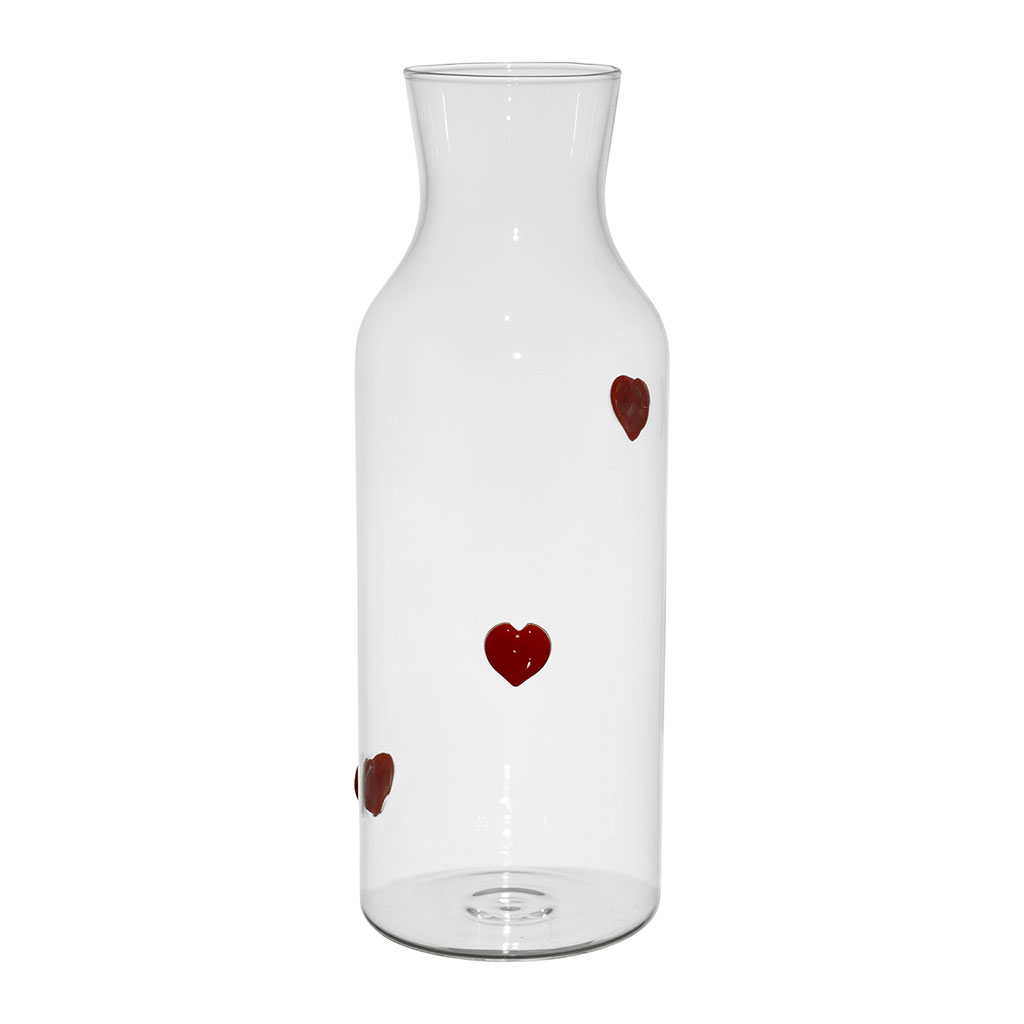 Carafe en verre borosilicate cœur rouge 1L - Famille