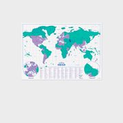 Carte du monde à gratter néon vert 42x29cm