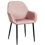 Chaise avec accoudoir en velours cotelé rose - Julia