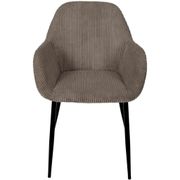 Chaise avec accoudoirs en tissu côtelé taupe h46.5cm - Scarlett