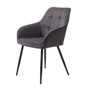 Chaise avec accoudoirs en tissu gris foncé - Nolan