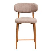 Chaise de bar en tissu sable et métal effet chêne h65cm - Lena