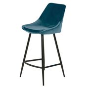 Chaise de bar en velour bleu h75cm - Ben