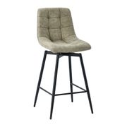 Chaise de bar pivotante en microfibre matelassé kaki - Lilly