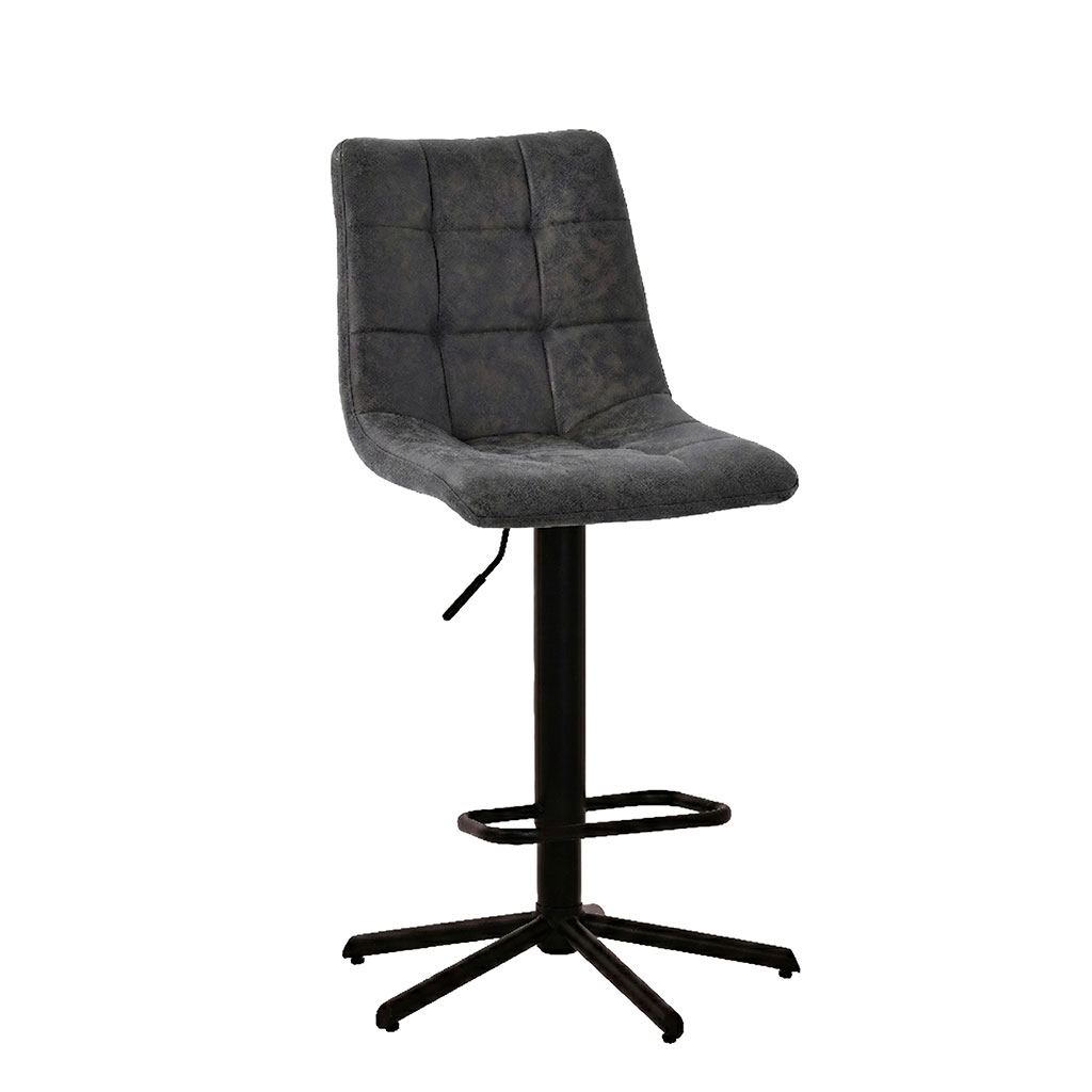 Chaise de bar réglable h64/85cm en tissu matelassé anthracite - Lilly